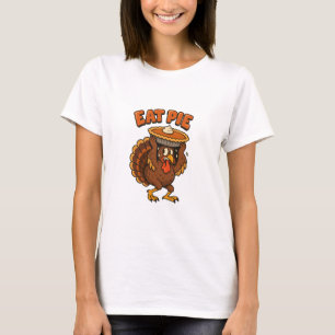 Taart eten — kalkoen in een pompoentaart verkleed t-shirt
