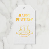  taart goud Happy Birthday Cadeaulabels (Voorkant)