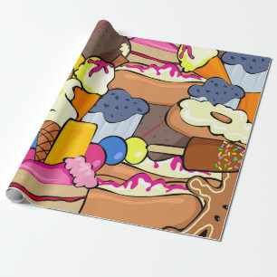 Taart IJs donuts en allerlei soorten zweet op Cadeaupapier