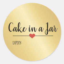 Taart in een gouden vakantiefles ronde sticker