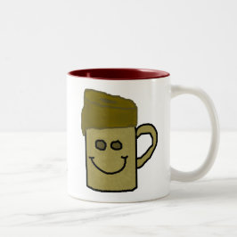 Taart in een kopje tweekleurige koffiemok