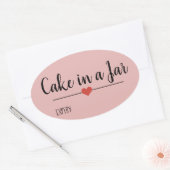 Taart in een pot blush roze ovale sticker (Envelop)