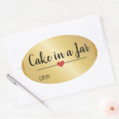 Taart in een pot moderne gouden glitter feestdag ovale sticker (Envelop)