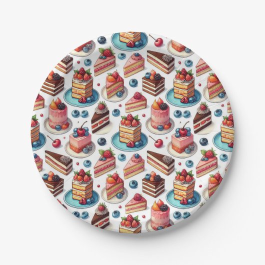 Taart in je gezicht papieren bordje (Voorkant)