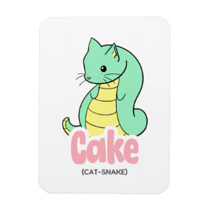 Taart (Kat + Slang) Schattigee Flexibele Sticker Magneet