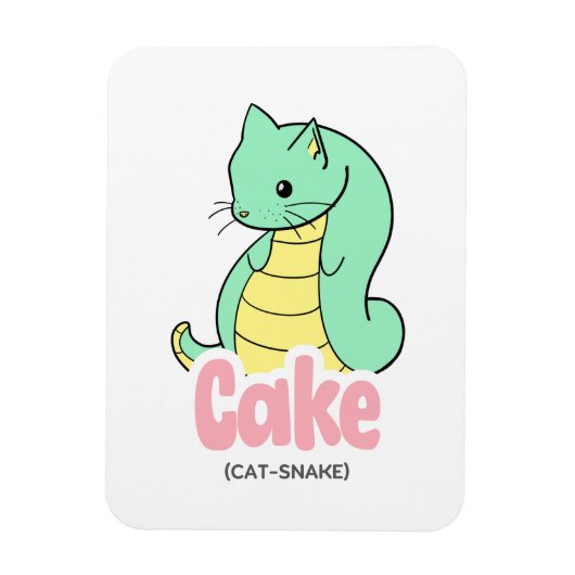 Taart (Kat + Slang) Schattigee Flexibele Sticker Magneet (Verticaal)