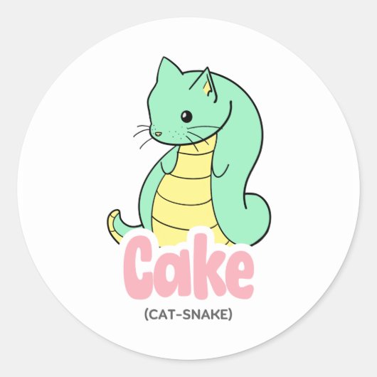 Taart (Kat + Slang) Schattigee Sticker (Voorkant)