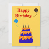 Taart met ballon - Verjaardag Kaart (Voorkant)