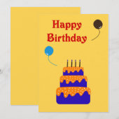 Taart met ballon - Verjaardag Kaart (Voorkant / Achterkant)