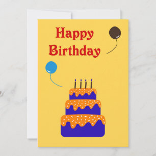 Taart met ballon - Verjaardag Kaart