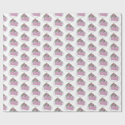 Taart met Bloemen en Vlinders Cadeaupapier (Vlak)