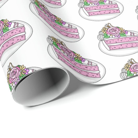 Taart met Bloemen en Vlinders Cadeaupapier (Rol Hoek)