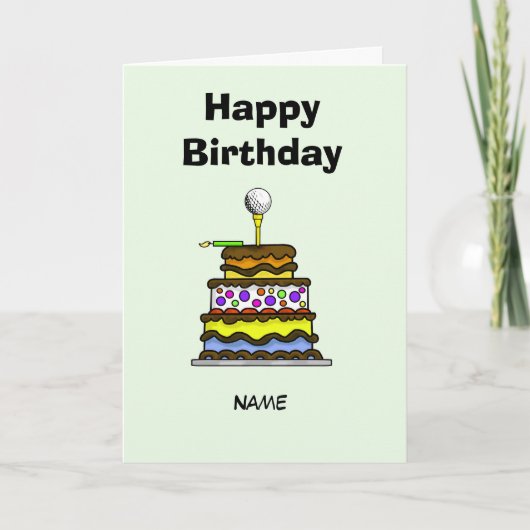 Taart met golfbal Verjaardag Kaart (Voorkant)