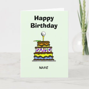 Taart met golfbal Verjaardag Kaart