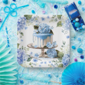 Taart met Hydrangea Bloemen Papieren Bordje (Feest)