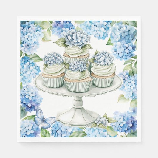 Taart met Hydrangeabloemen Servet (Voorkant)