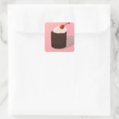 Taart met kers erop vierkante sticker (Tas)