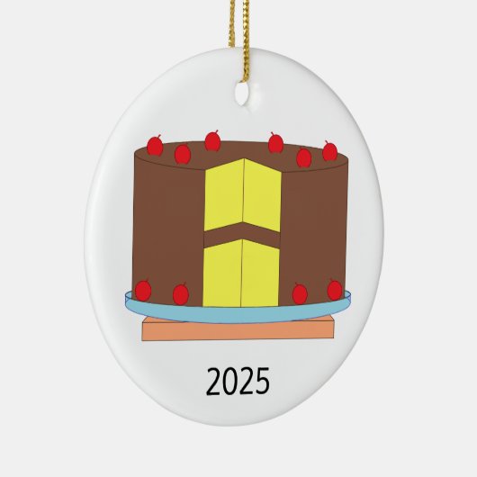 Taart met kersen keramisch ornament (Rechts)