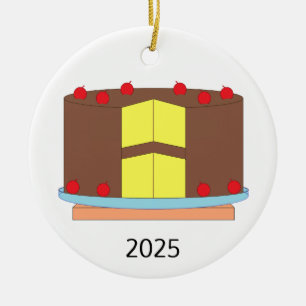 Taart met kersen keramisch ornament