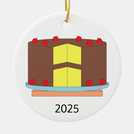 Taart met kersen keramisch ornament (Voorkant)