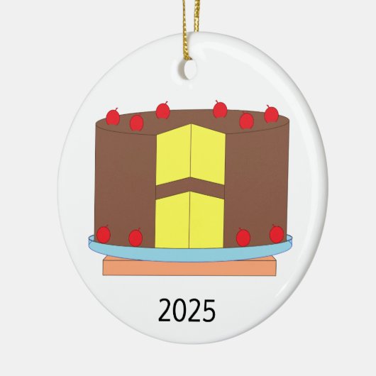 Taart met kersen keramisch ornament (Links)