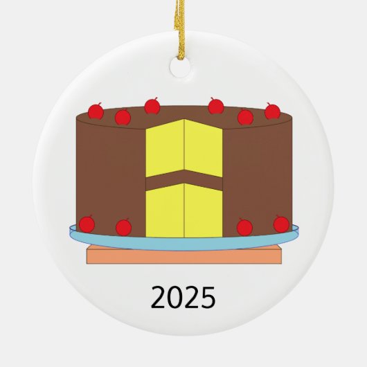 Taart met kersen keramisch ornament (Achterkant)