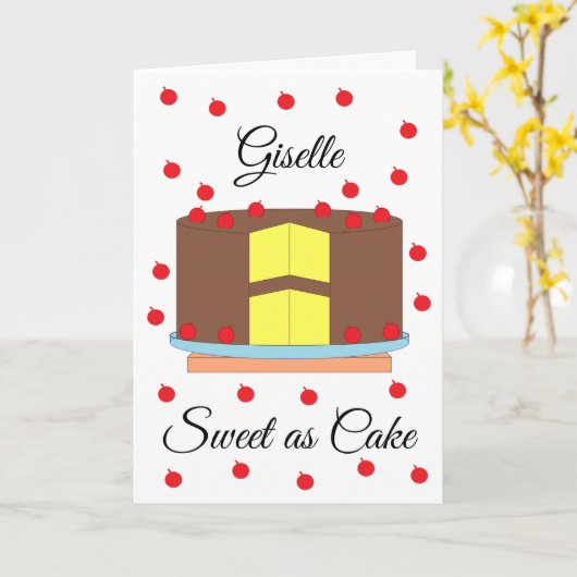 Taart met kersen: wit leeg kaart (Gele Bloem)