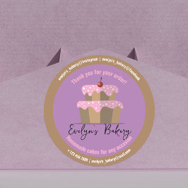 Taart Met Roze Glazuur Kers Eigen Huis Bakkerij Ronde Sticker