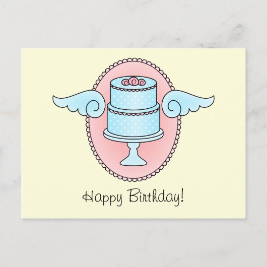 Taart met vleugels briefkaart (Voorkant)