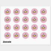 Taart op roze ronde sticker (Vel)