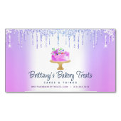 Taart Paarse Ombre Glitter Drips Bakkerij gebak Ch Magnetisch Visitekaartje (Voorkant)