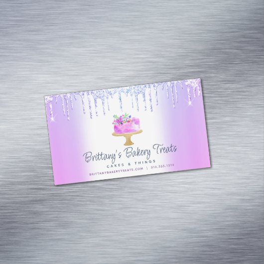Taart Paarse Ombre Glitter Drips Bakkerij gebak Ch Magnetisch Visitekaartje (Voorbeeld)
