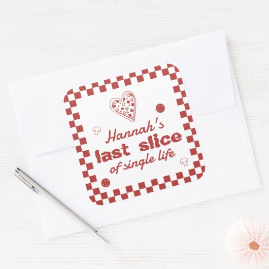 Taart Pizza Bruidsweekend Feest Favor Vierkante Sticker (Envelop)