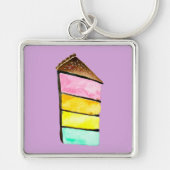 Taart plak regenboog cake kunst sleutelhanger (Voorkant)