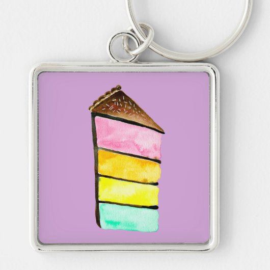 Taart plak regenboog cake kunst sleutelhanger (Voorkant)