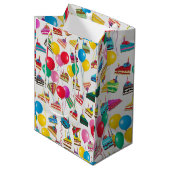 "TAART PLAKJES EN BALLONNEN" MEDIUM CADEAUZAKJE (Voorkant Gekanteld)