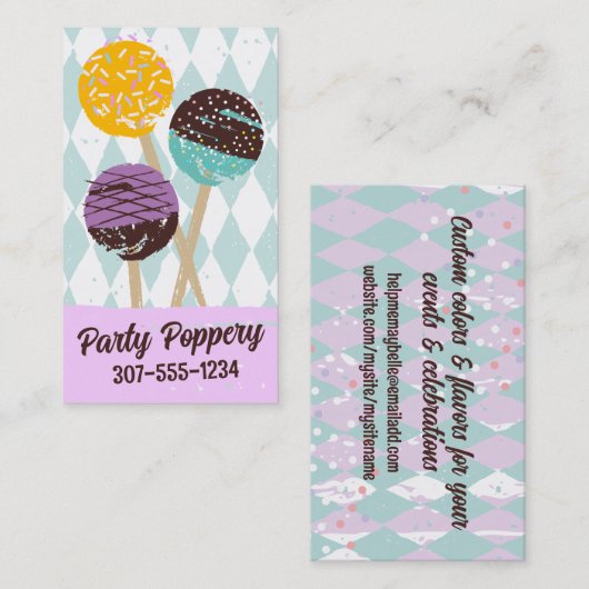 Taart poppen bruiloft evenement bakken bakkerij pa visitekaartje (Voorkant / Achterkant)