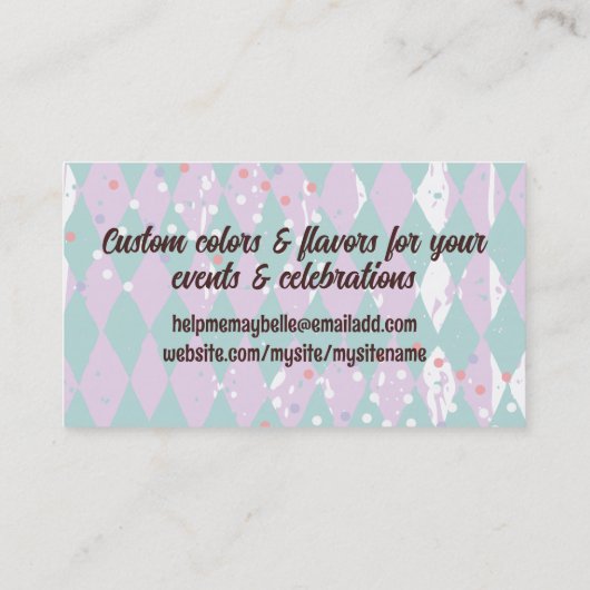 Taart poppen bruiloft evenement bakken bakkerij pa visitekaartje (Achterkant)