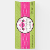 Taart Poppen en Cupcake Groen Roze Spandoek (Verticaal)