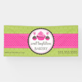Taart Poppen en Cupcake Groen Roze Spandoek (Horizontaal)
