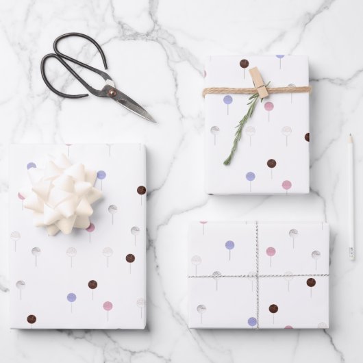 Taart Poppen overal op wit Inpakpapier Vel (Voorkant)