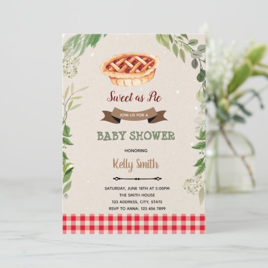 Taart shower verjaardagsuitnodiging kaart (Staand voorkant)