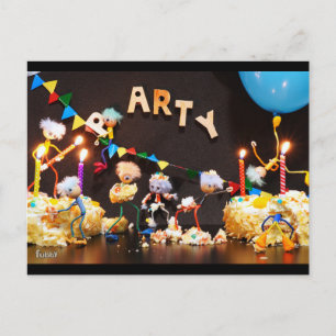 Taart smash van feestende Fubby's Briefkaart