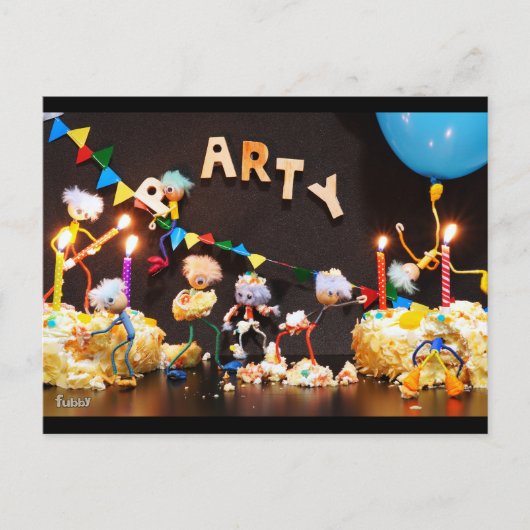 Taart smash van feestende Fubby's Briefkaart (Voorkant)