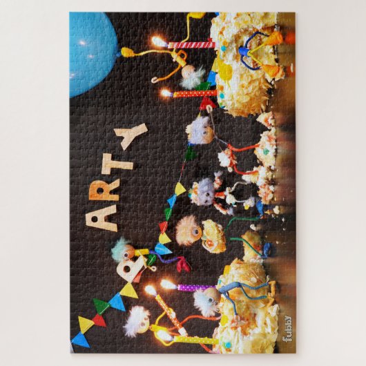 Taart smash van feestende Fubby's Legpuzzel (Verticaal)
