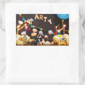 Taart smash van feestende Fubby's Rechthoekige Sticker (Tas)