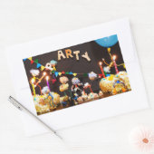 Taart smash van feestende Fubby's Rechthoekige Sticker (Envelop)