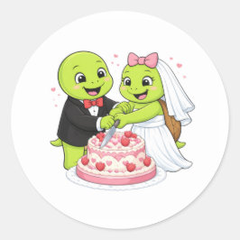 Taart snijden ronde sticker