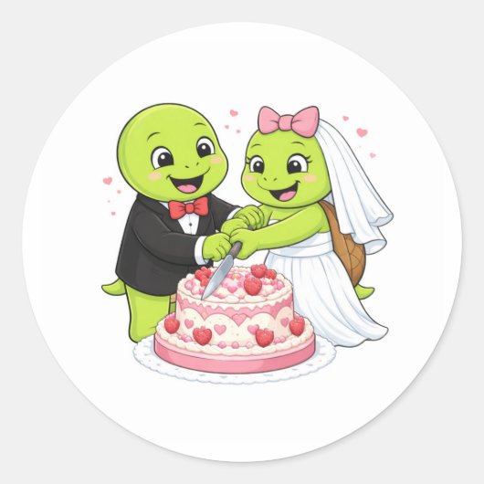 Taart snijden ronde sticker (Voorkant)
