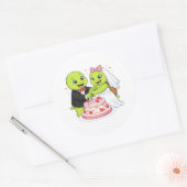 Taart snijden ronde sticker (Envelop)